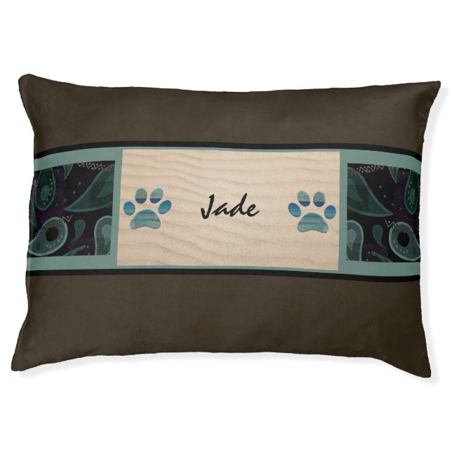 Beautiful Beach Sand Paw Print Dog Bed (Front)