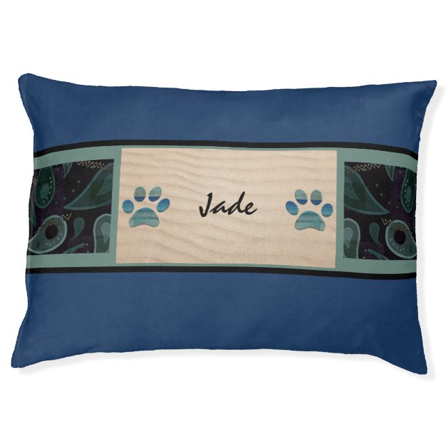 Beautiful Beach Sand Paw Print Dog Bed (Front)