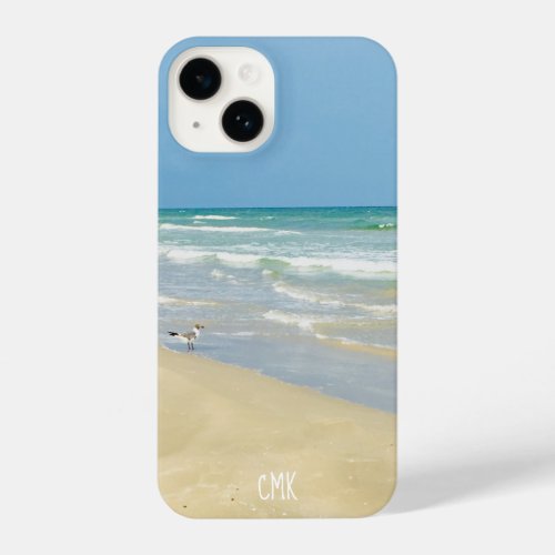 Beautiful Beach Sandpiper Monogram Island Seashore iPhone 14 Case