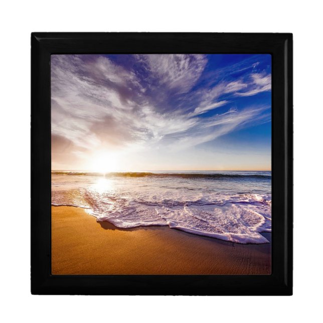 Beautiful Beach Scene at Sunset Gift Box (Front)