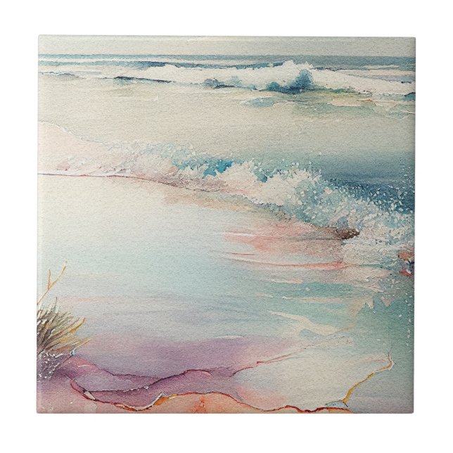 Beautiful Beach Scene Ceramic Tile (Front)