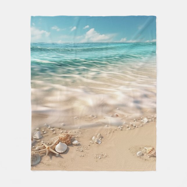 Beautiful Beach Scene Fleece Blanket (Front)