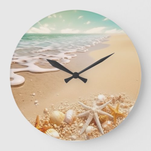Beautiful Beach Scene Large Clock