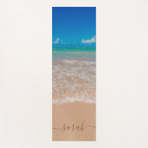 Beautiful Beach Sea Custom Name Yoga Mat