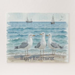 Beautiful Beach Seagulls Ocean Vacation Retirement Jigsaw Puzzle