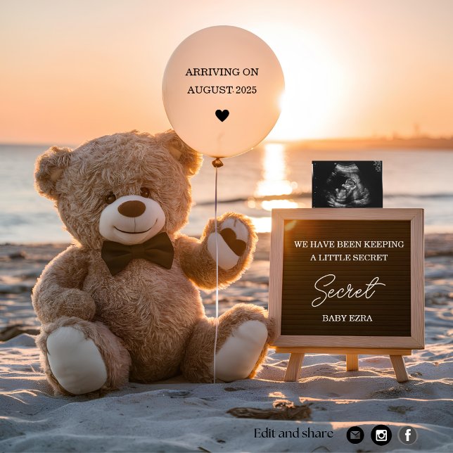 beautiful beach side bear pregnancy announcement  (Creator Uploaded)