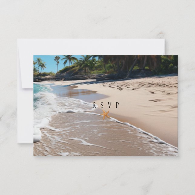 Beautiful Beach Summer Tropical Wedding   RSVP Card (Front)