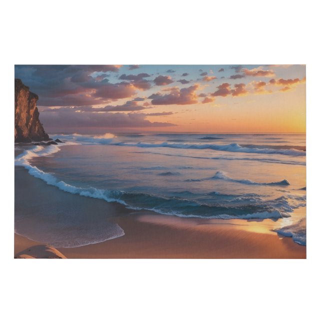 Beautiful Beach Sunset Landscape Faux Canvas Print (Front)