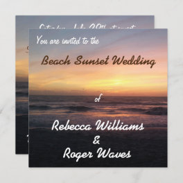 Beautiful Beach Sunset Photo Square Wedding Invitation