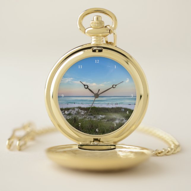 Beautiful Beach Sunset Photography Summer Pocket Watch (Inside)