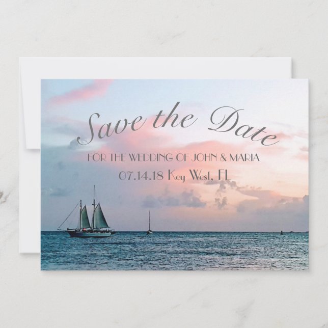 Beautiful Beach Sunset Save the Date (Front)
