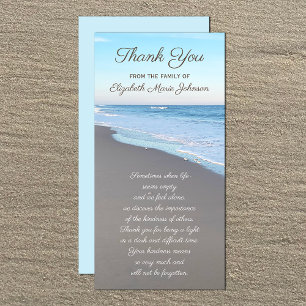 Beautiful Beach Sympathy Thank You 4 x 8 Flat Card