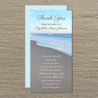 Beautiful Beach Sympathy Thank You 4 x 8 Flat Card