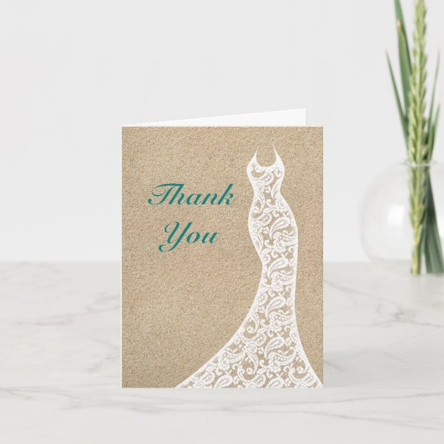 Beautiful Beach Thank You Card Turquoise (Front)