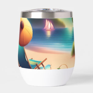 beautiful beach thermal wine tumbler