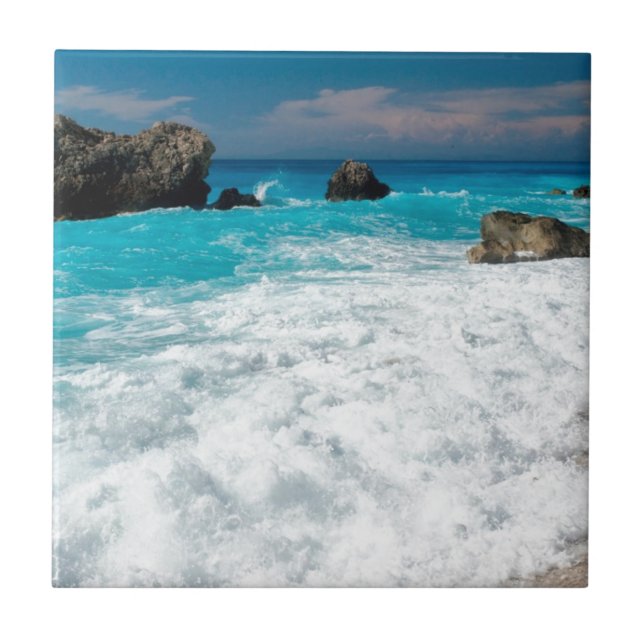 Beautiful Beach Water Surf Aloha Hawaiian Wedding Ceramic Tile (Front)