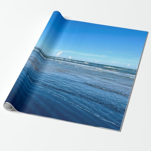 Beautiful Beach Waves Blue Sky Nature Photography Wrapping Paper