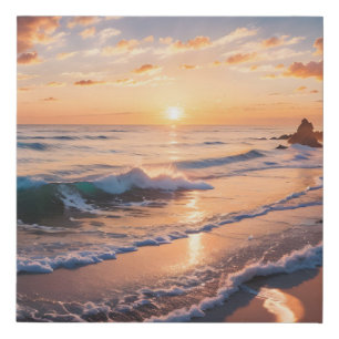 Beautiful Beach Waves Landscape Faux Canvas Print