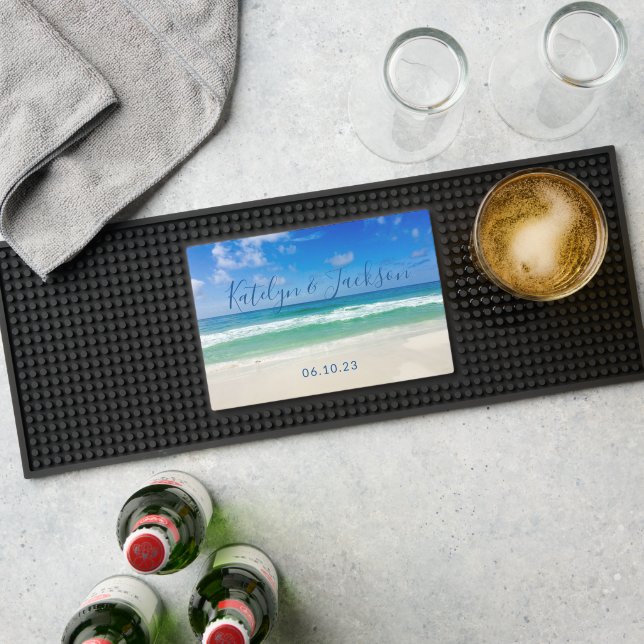 Beautiful Beach Waves Photography Custom Wedding Bar Mat (Insitu (Bar 1))