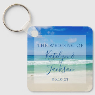 Beautiful Beach Waves Photography Custom Wedding Keychain