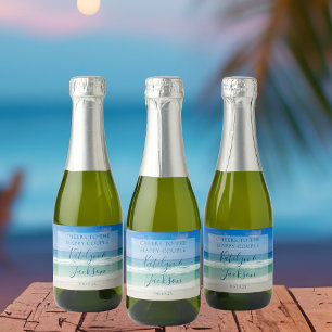 Beautiful Beach Waves Photography Wedding Mini Sparkling Wine Label