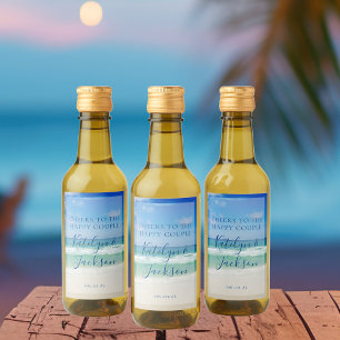 Beautiful Beach Waves Photography Wedding Mini Wine Label