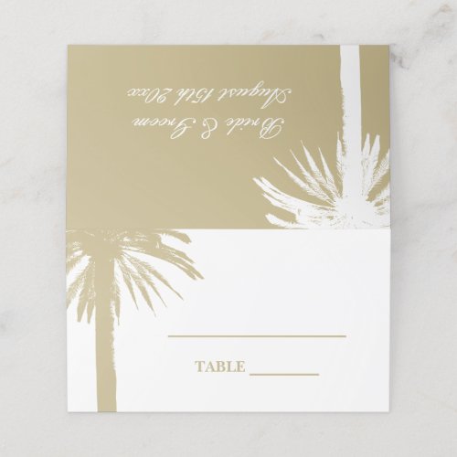 Beautiful beach wedding palm tree silhouette print place card