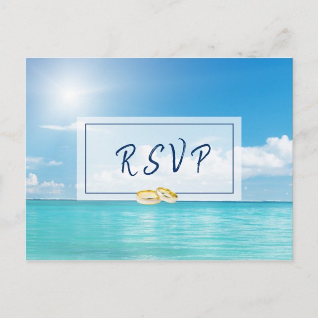 Beautiful Beach Wedding RSVP calligraphy | suite Postcard (Front)