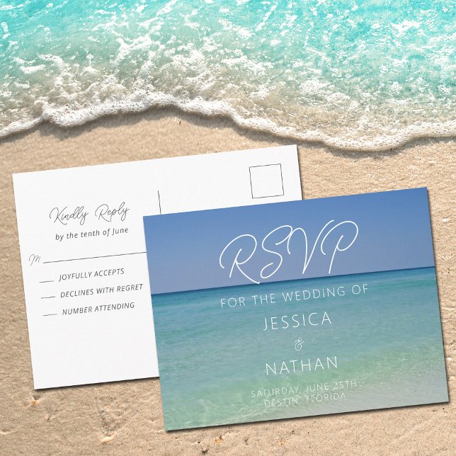 Beautiful Beach Wedding Summer Coastal RSVP Postcard (Creator Uploaded)