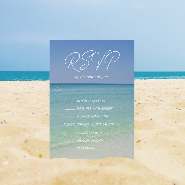 Beautiful Beach Wedding with Meal Choices RSVP Card (Creator Uploaded)