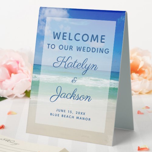 Beautiful Beach Welcome to our Wedding Custom Table Tent