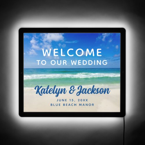 Beautiful Beach Welcome to our Wedding Ocean LED Sign