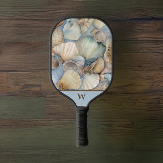 Beautiful Beachy Watercolor Sea Shells Monogram