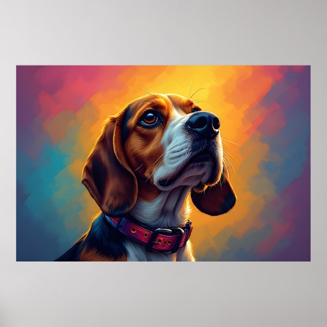 Beautiful Beagle Dog With Vibrant Collar Poster (Front)