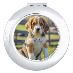Beautiful Beagle Personalized Compact Mirror