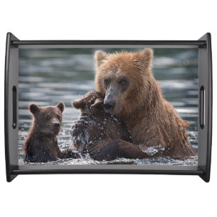 Beautiful Bear and Her Cubs Serving Tray
