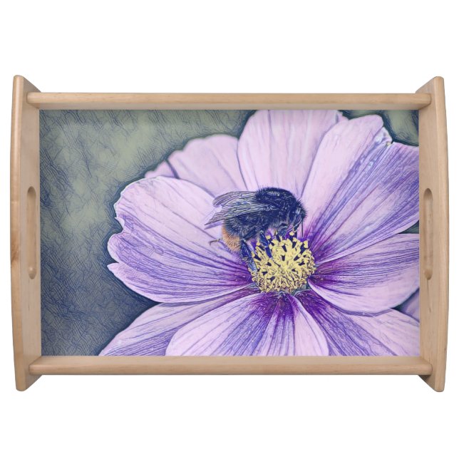 Beautiful bee and flower art design serving tray (Front)