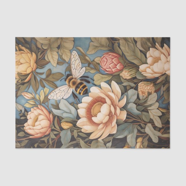 Beautiful Bee In Protea Flowers Garden Tissue Paper (Front)