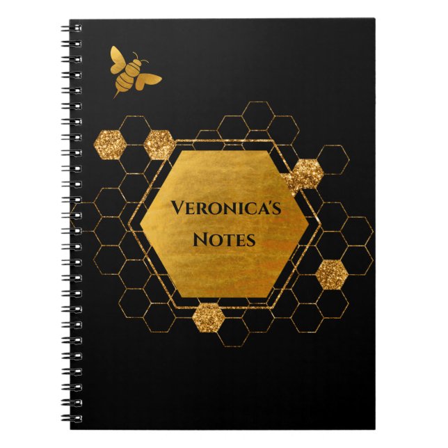 Beautiful Bee Themed Personalized Notebook (Front)