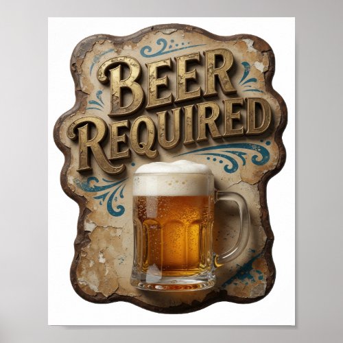 Beautiful BEER REQUIRED Design Poster