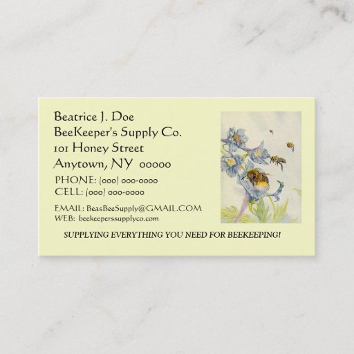 Customizable BEAUTIFUL BEES ON FLOWERS ~ BUSINESS ~CONTACT CARD BUSINESS CARD TEMPLATE
