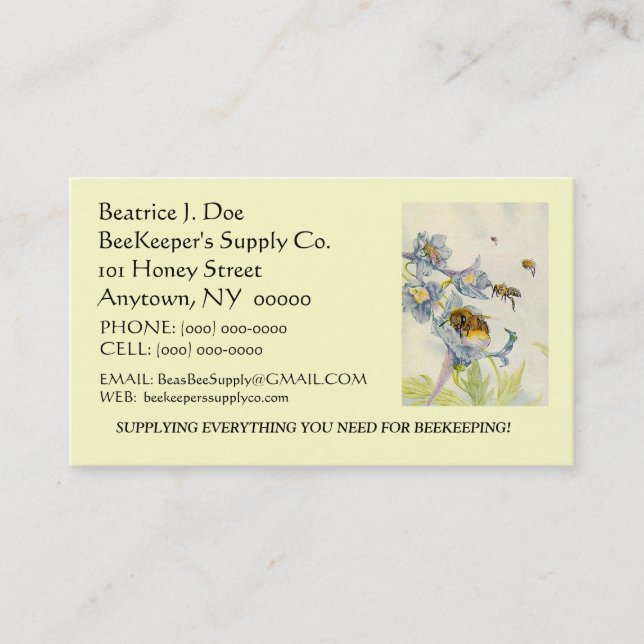 BEAUTIFUL BEES ON FLOWERS ~ BUSINESS ~CONTACT CARD (Front)