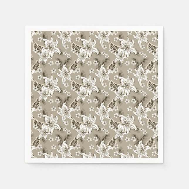 Beautiful beige flower pattern napkins (Front)