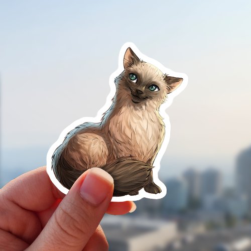 Beautiful Beige Longhair Cat Portrait Sticker