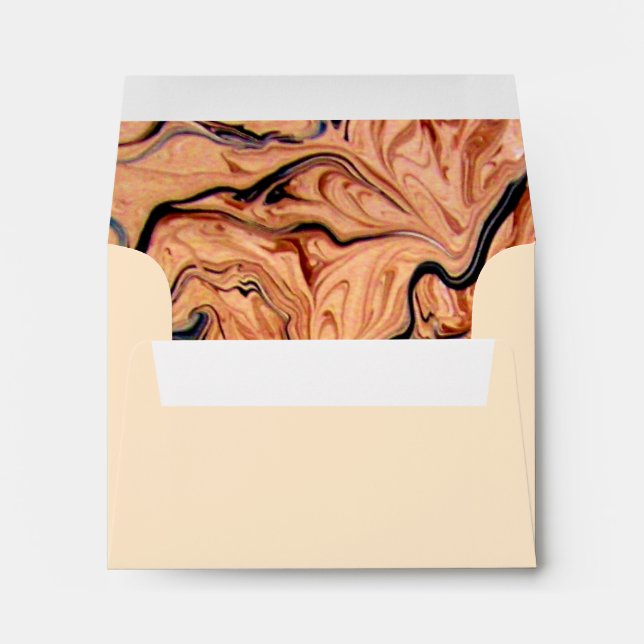 Beautiful Beige  Orange Black Marble Pattern  Envelope (Back (Bottom))