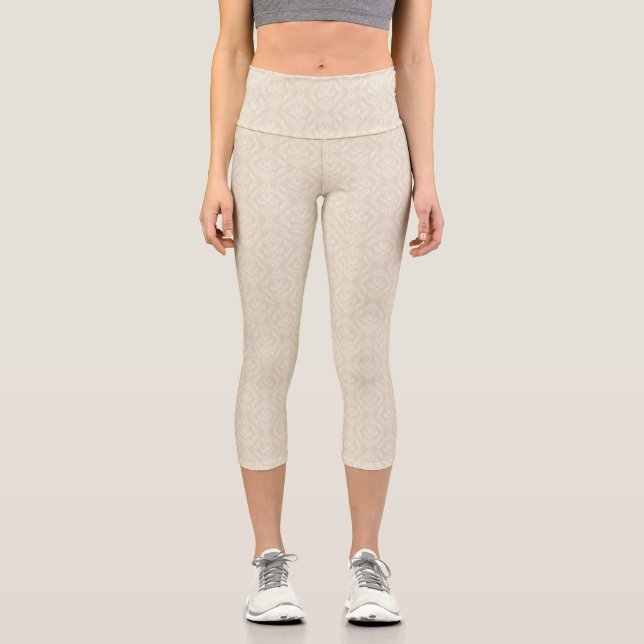 Beautiful beige pattern casual style street style capri leggings (Front)