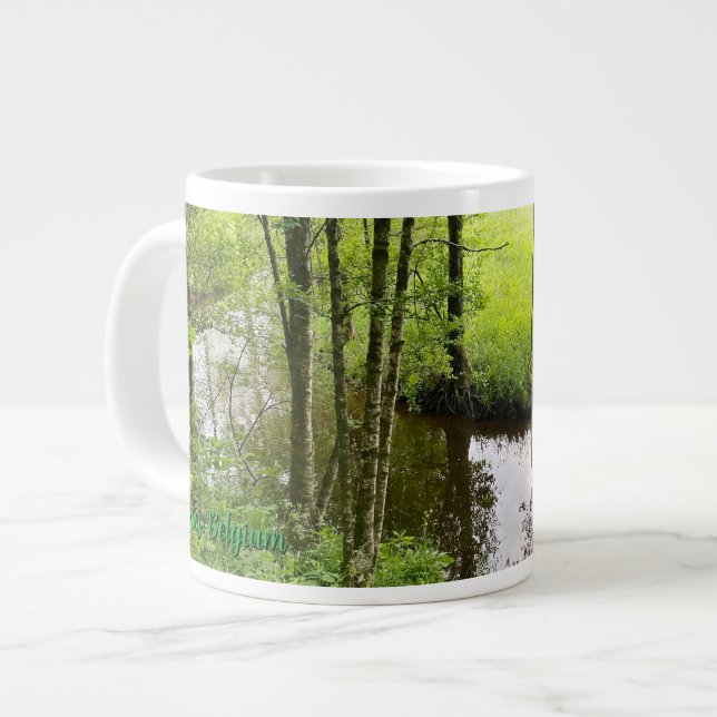 Beautiful belgian forest and river, travel giant coffee mug (Front Left)