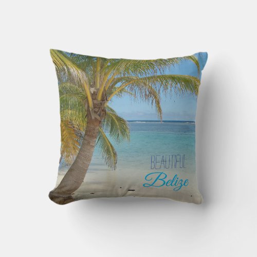 Beautiful Belize Beach and Barrier Reef Scene Throw Pillow