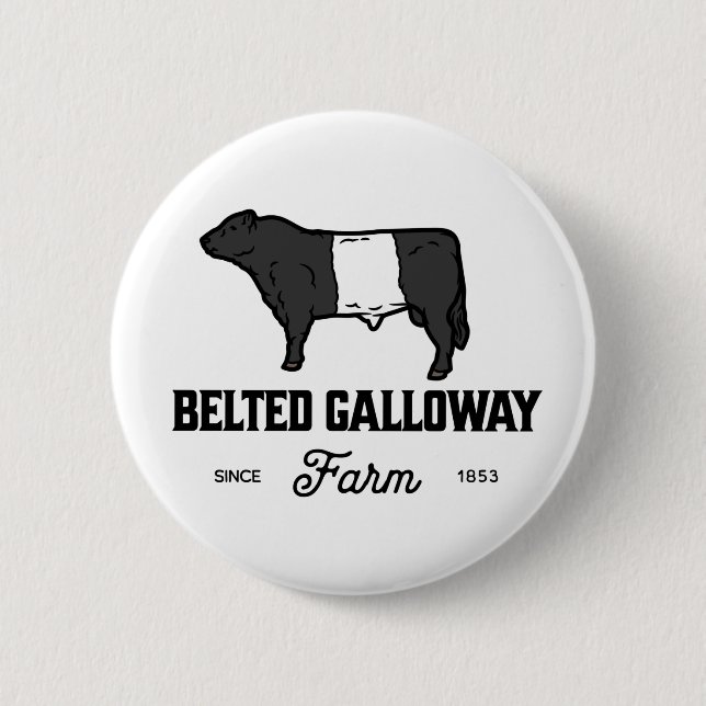 Beautiful Belted Galloway cow round badge or desig Button (Front)