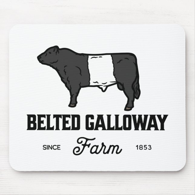Beautiful Belted Galloway cow round badge or desig Mouse Pad (Front)